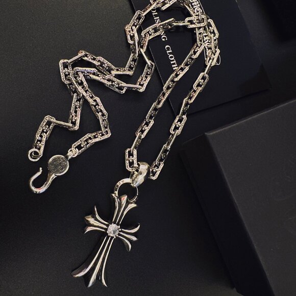 Chrome Hearts Sterling Silver Cross Pendant Necklace - Picture 4 of 8